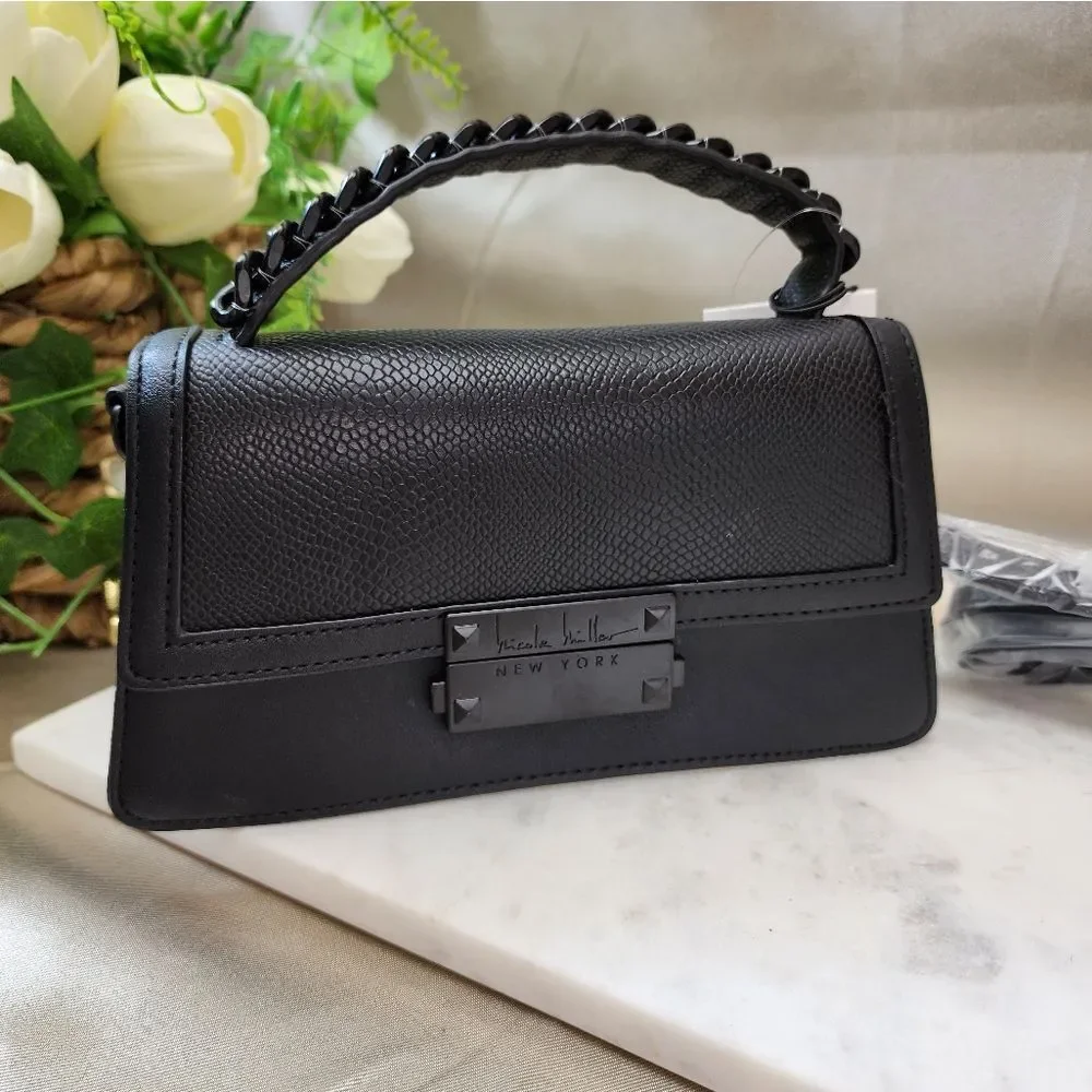 NWT Nicole Miller Black 2 Way Crossbody Bag